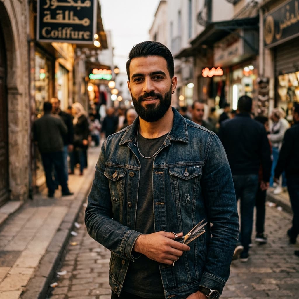 Aziz, maitre barbier FREEOUI, en plein travail
