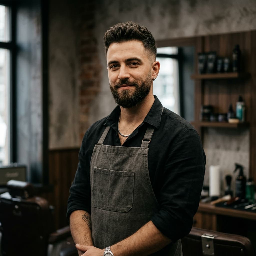 Un des maitres barbiers FREEOUI au comptoir
